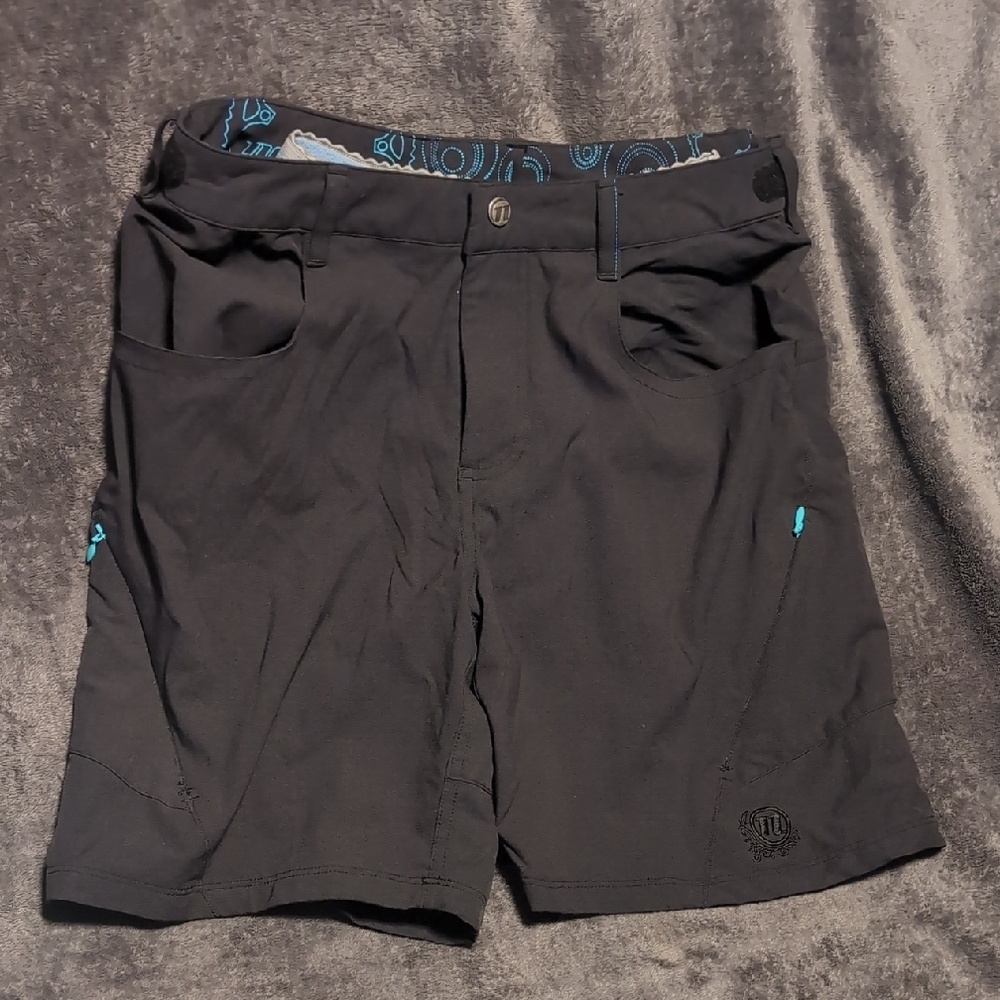 Black Athletic Shorts with Blue Accents